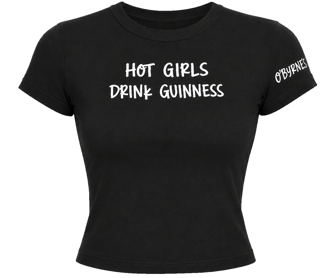 Hot Girls Drink Guinness Baby Tee — Black